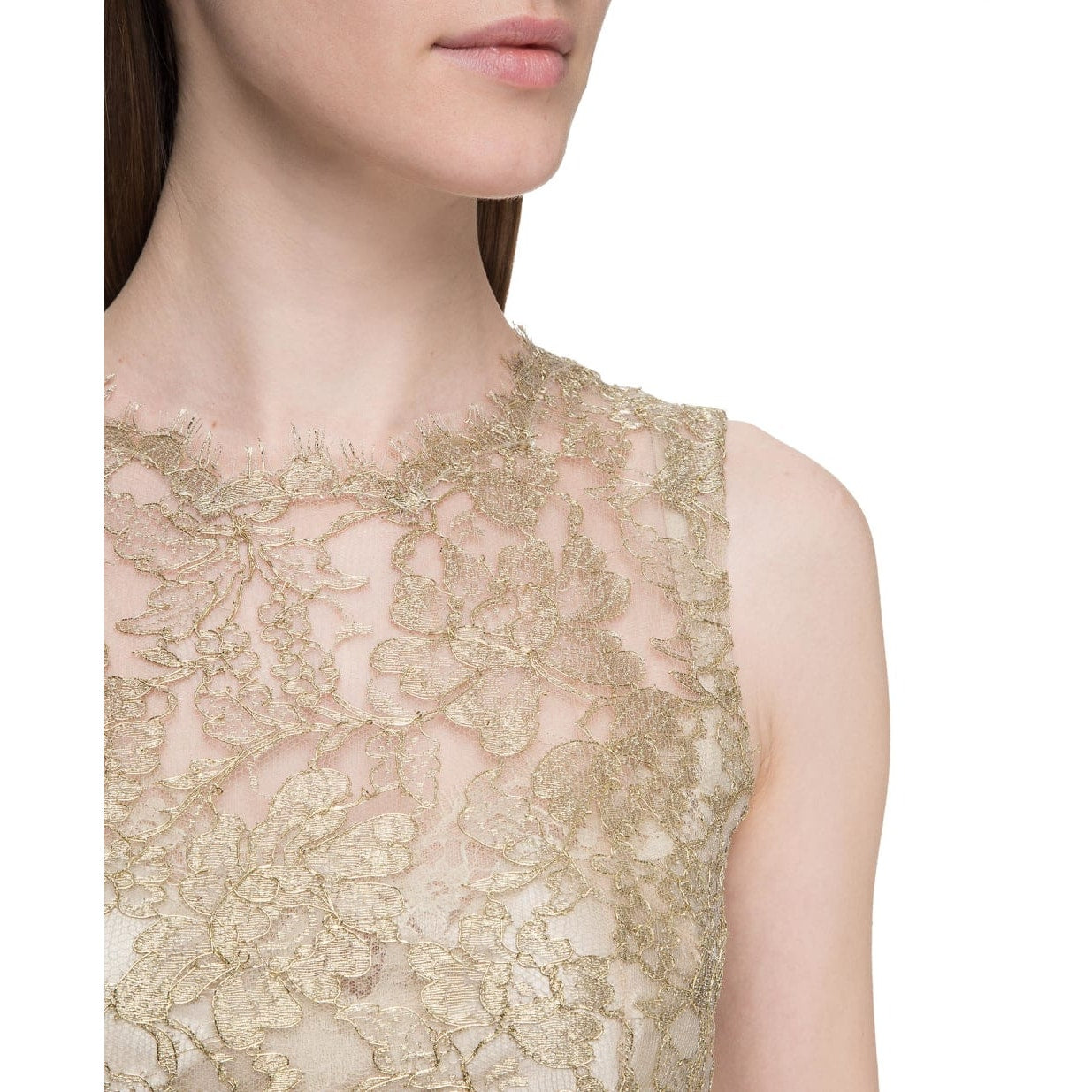 NWT Dolce & Gabbana Gold Metallic Chantilly Lace Sleeveless Tank Top Blouse IT 40 S