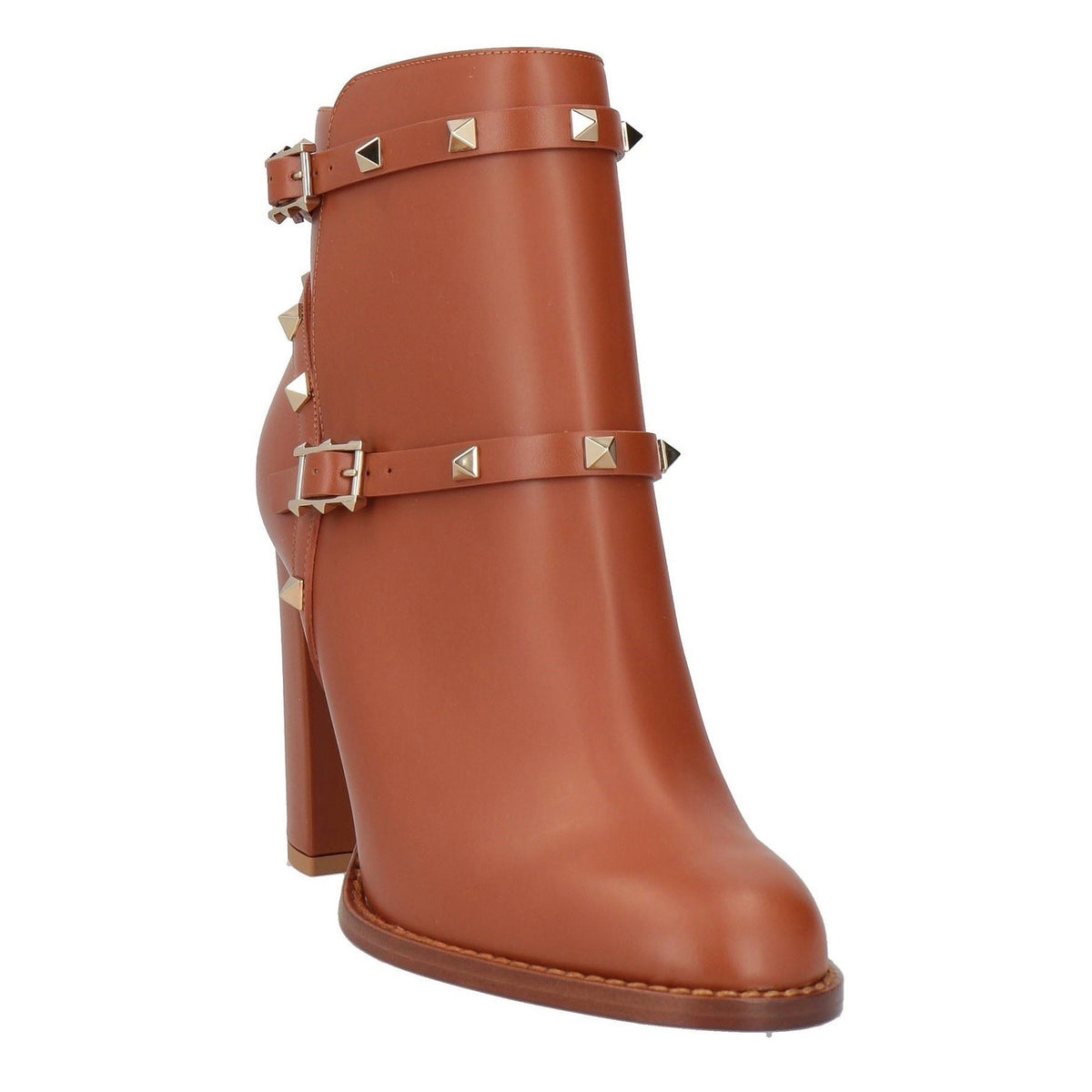 Valentino Garavani Rockstud Brown Ankle Boots in Calfskin 35