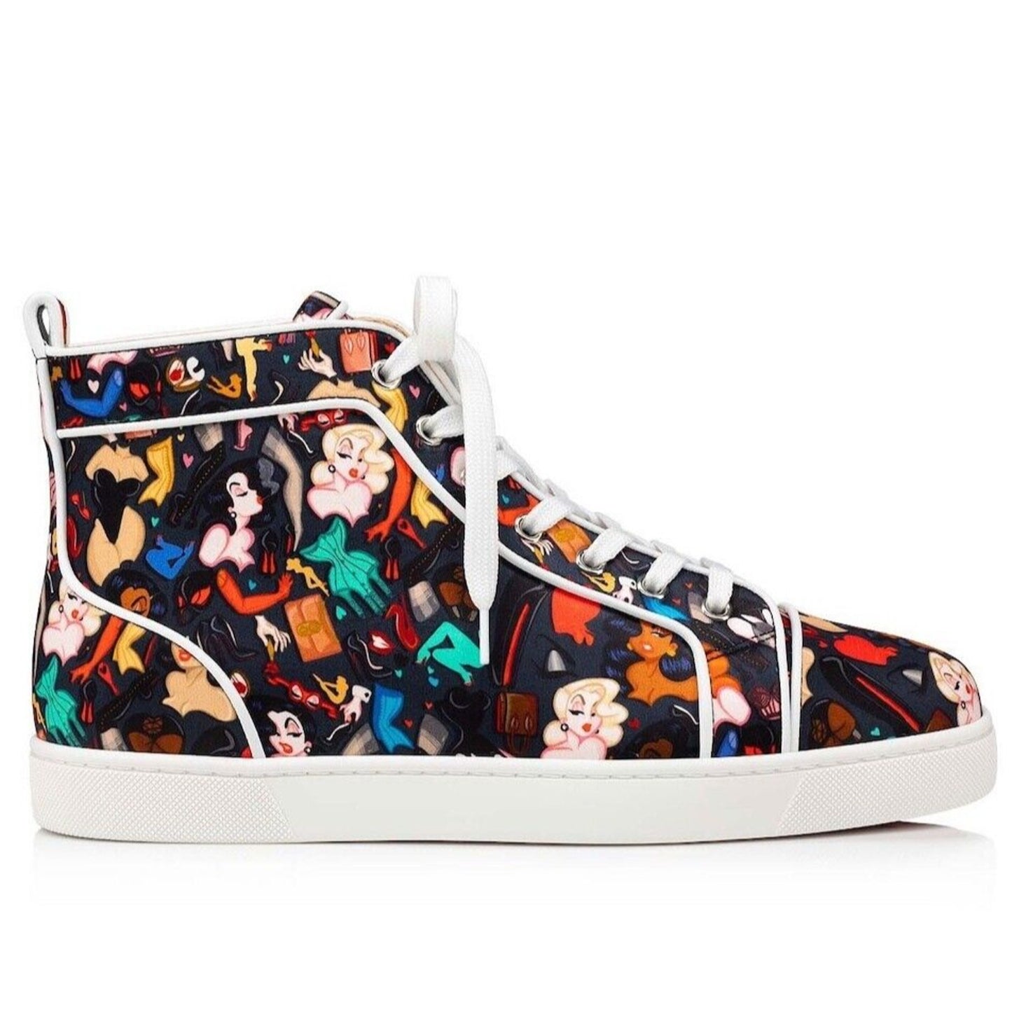 Christian Louboutin Louis Orlato Dr Bored Crepe Satin Hi-Top Sneakers