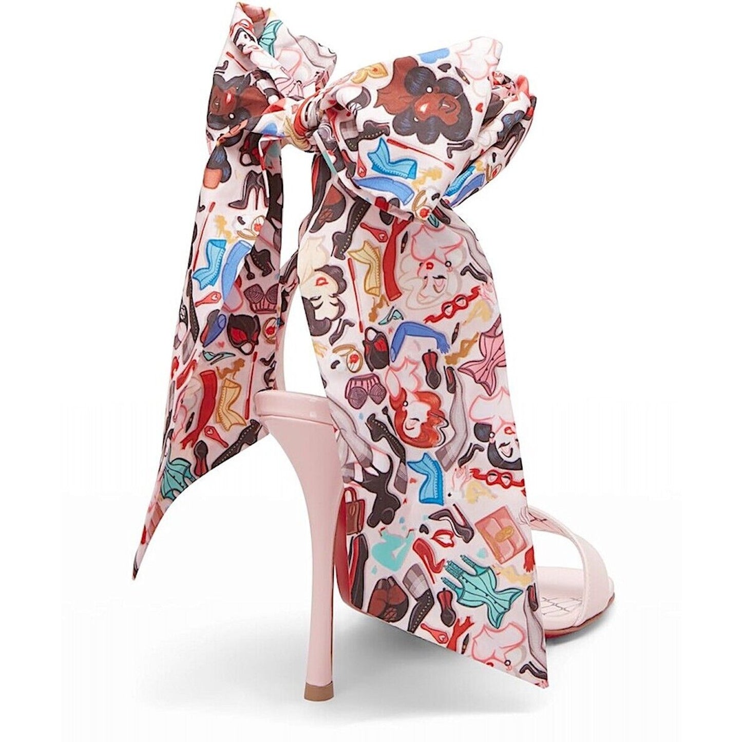 CHRISTIAN LOUBOUTIN Fetish Du Desert Dr Bored Pinup Ankle Tie Sandals Pink