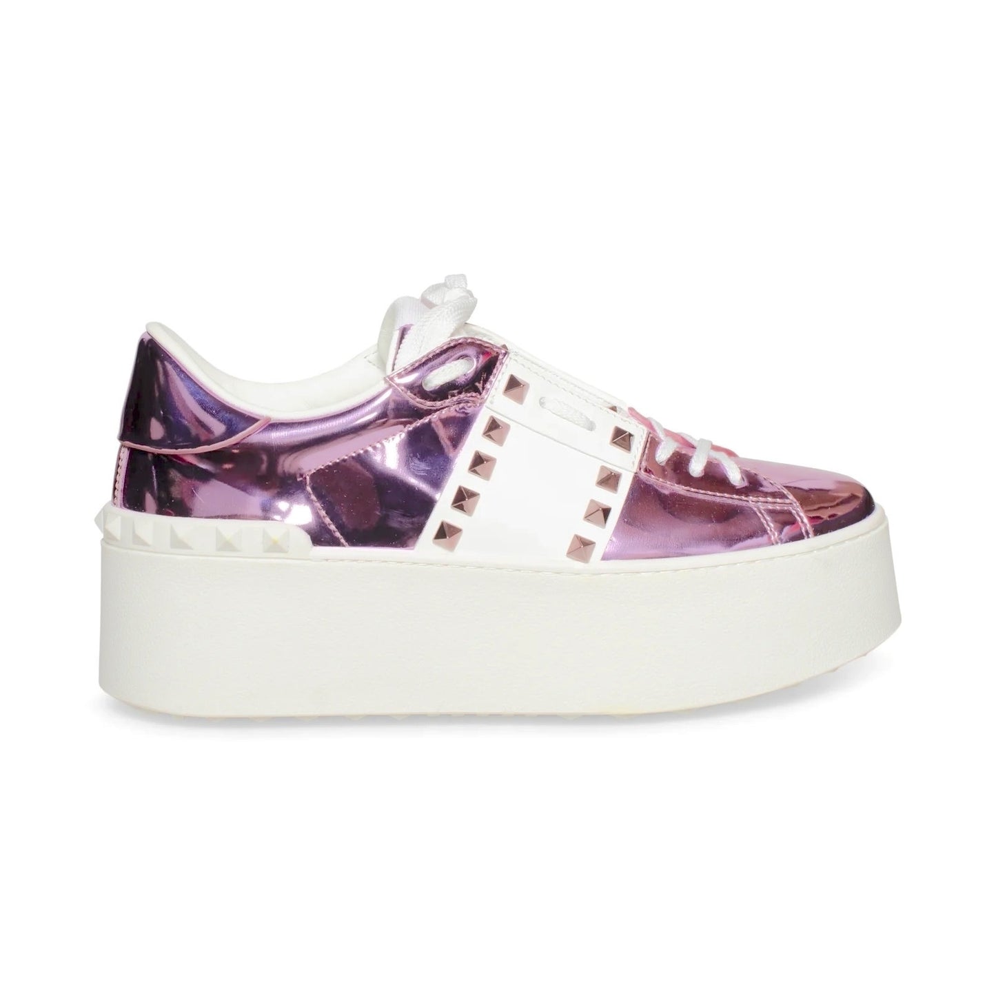Valentino Garavani Pink Platform Rockstud Untitled Mirror-effect Sneakers