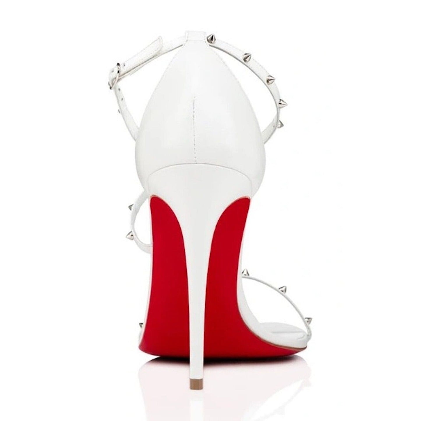 CHRISTIAN LOUBOUTIN Riojana 100 spikes White Leather Stiletto Heel Sandals