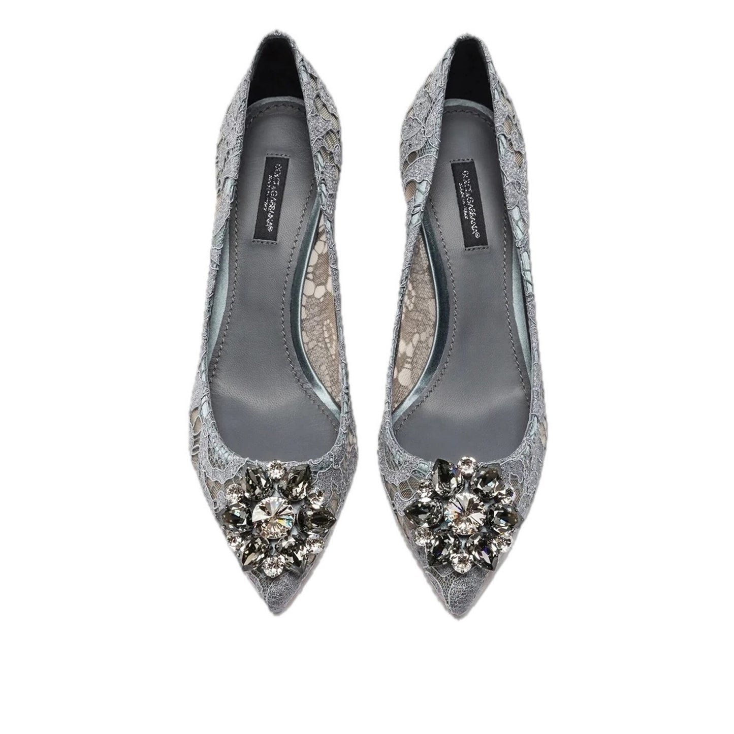 Dolce & Gabbana Bellucci 60 Pumps in Taormina Lace Crystals Grey