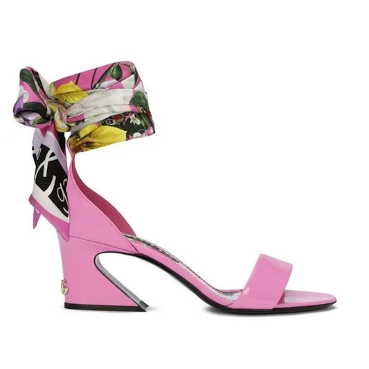 Dolce & Gabbana 60 Patent leather sandals Scarf Detail DG logo