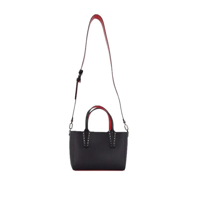 Christian Louboutin Cabata Mini Calf leather spikes Tote Bag Black Red