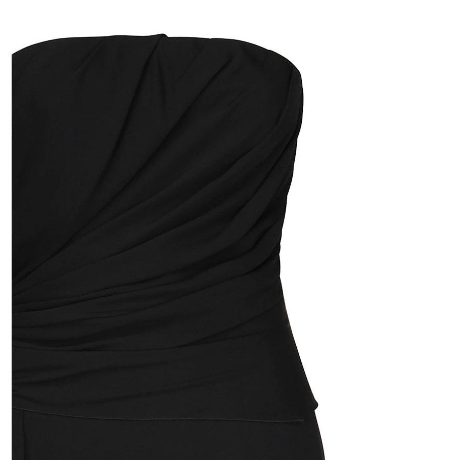 DOLCE & GABBANA Strapless Ruched Midi Dress Black 40 S
