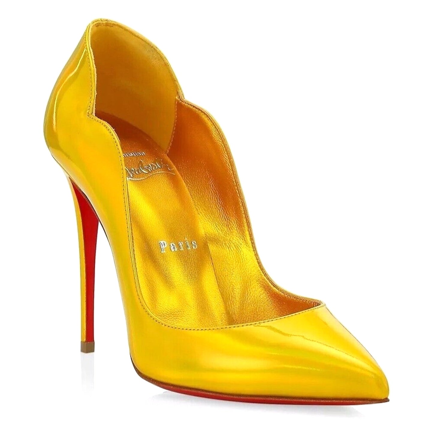 Christian Louboutin Hot Chick 100 patent Leather psychic yellow Pumps 39.5