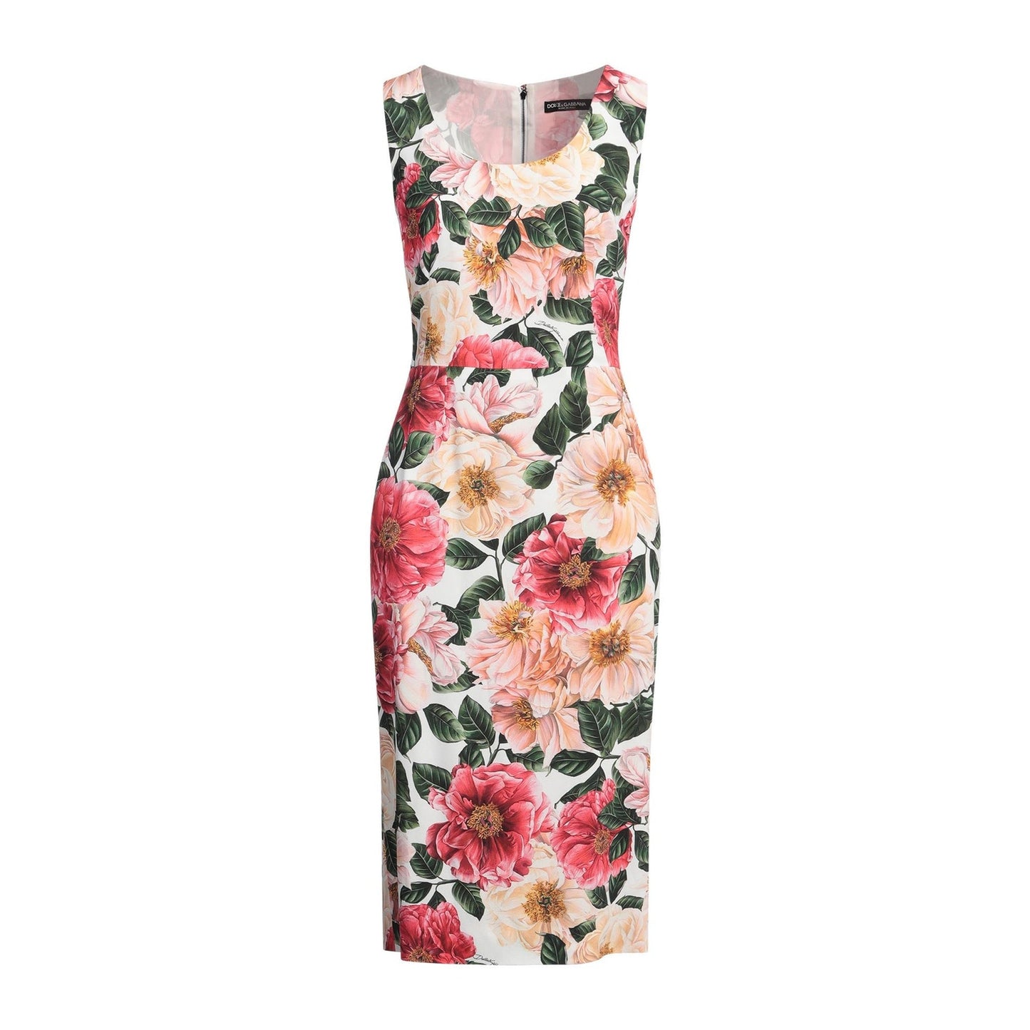 NWT Dolce & Gabbana Pink Multi Floral Midi Bodycon Dress IT 40 S