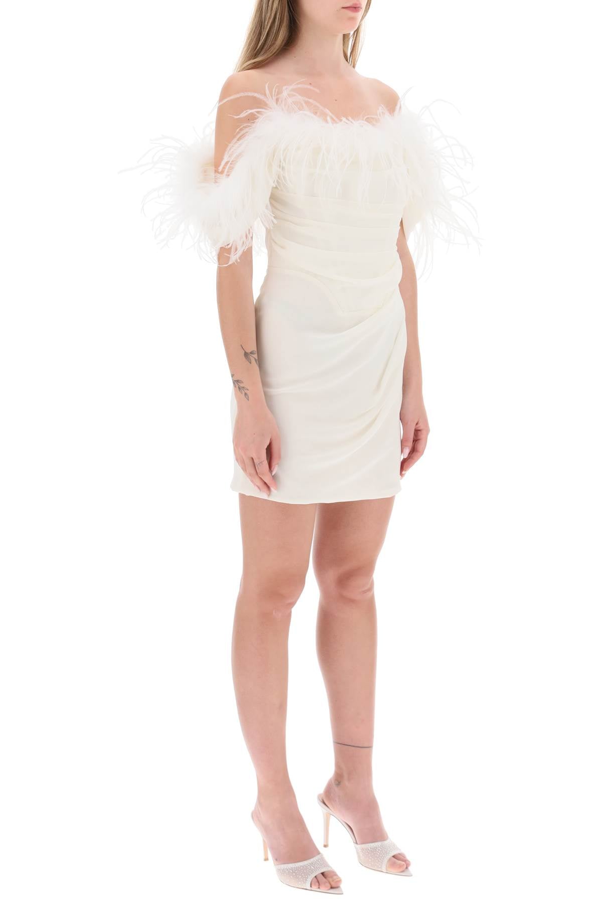 Giuseppe Di Morabito Mini Dress In Poly Georgette With Feathers