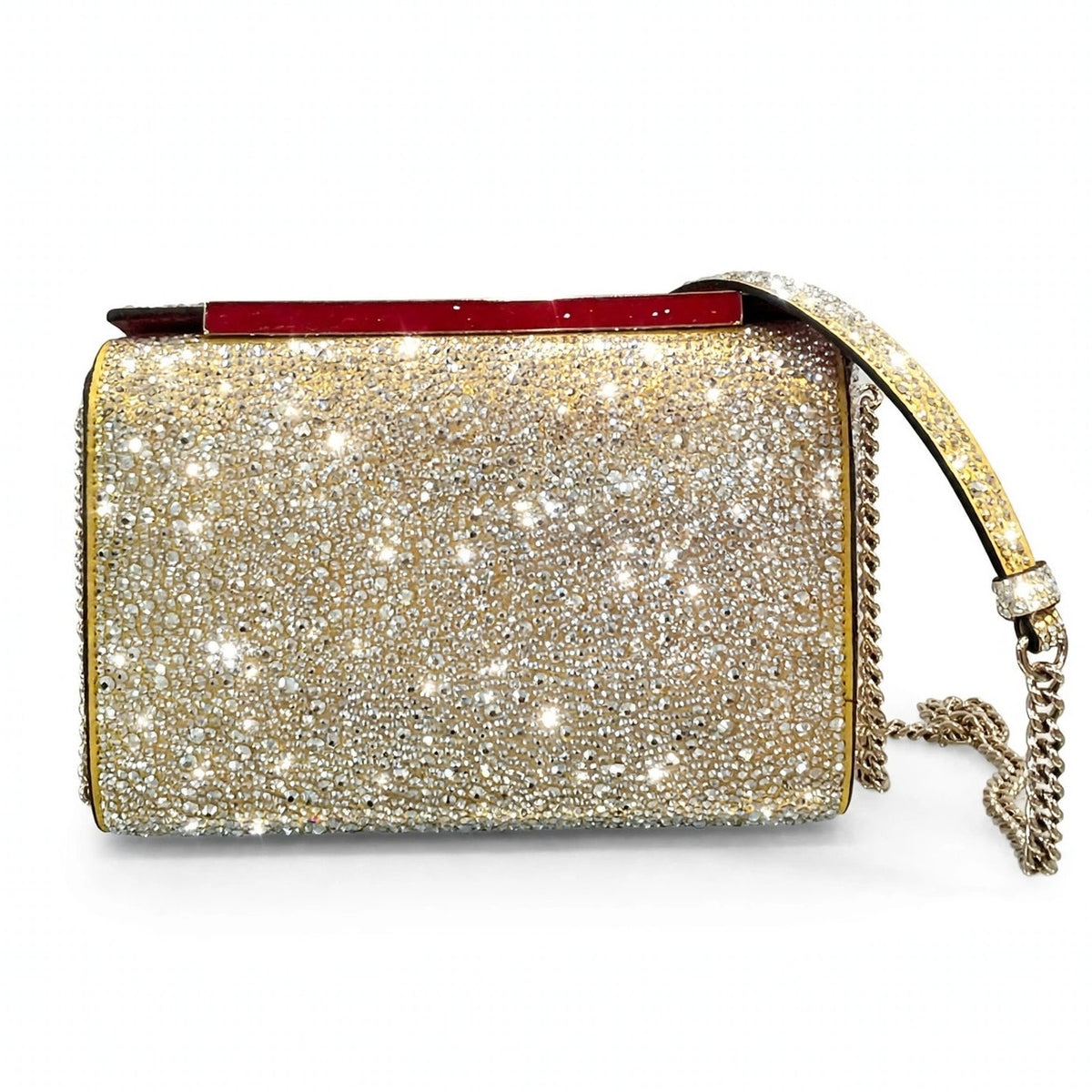 NWT Christian Louboutin Betina Strass Clutch Gold Crystal