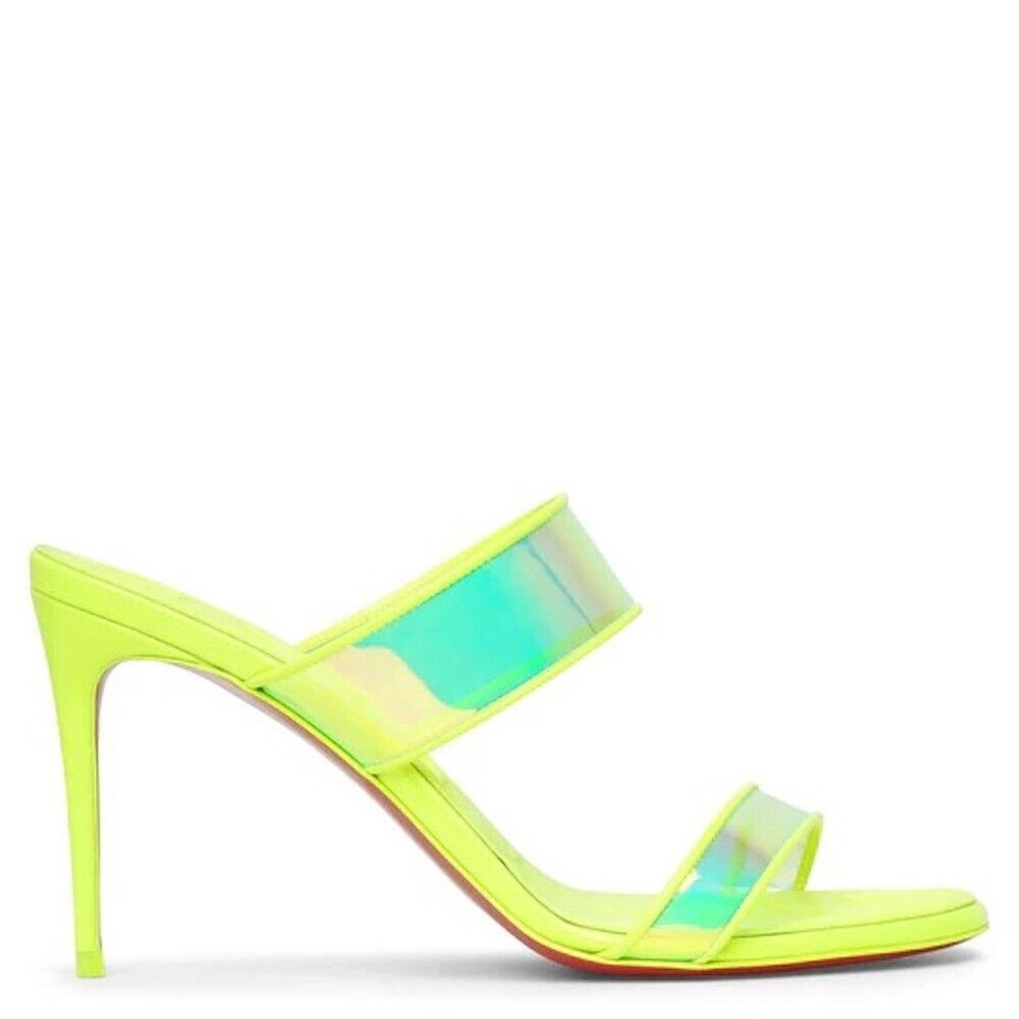 Christian Louboutin Just Loubi 85 Mules Leather PVC Neon Yellow