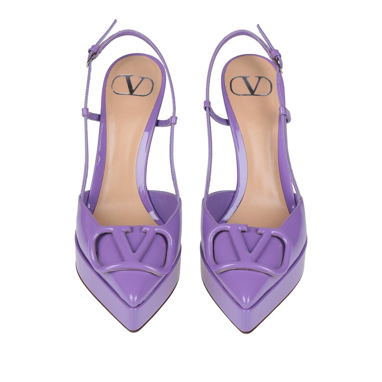 Valentino Garavani Purple 120 Patent VLogo Slingback Platform Pumps 38