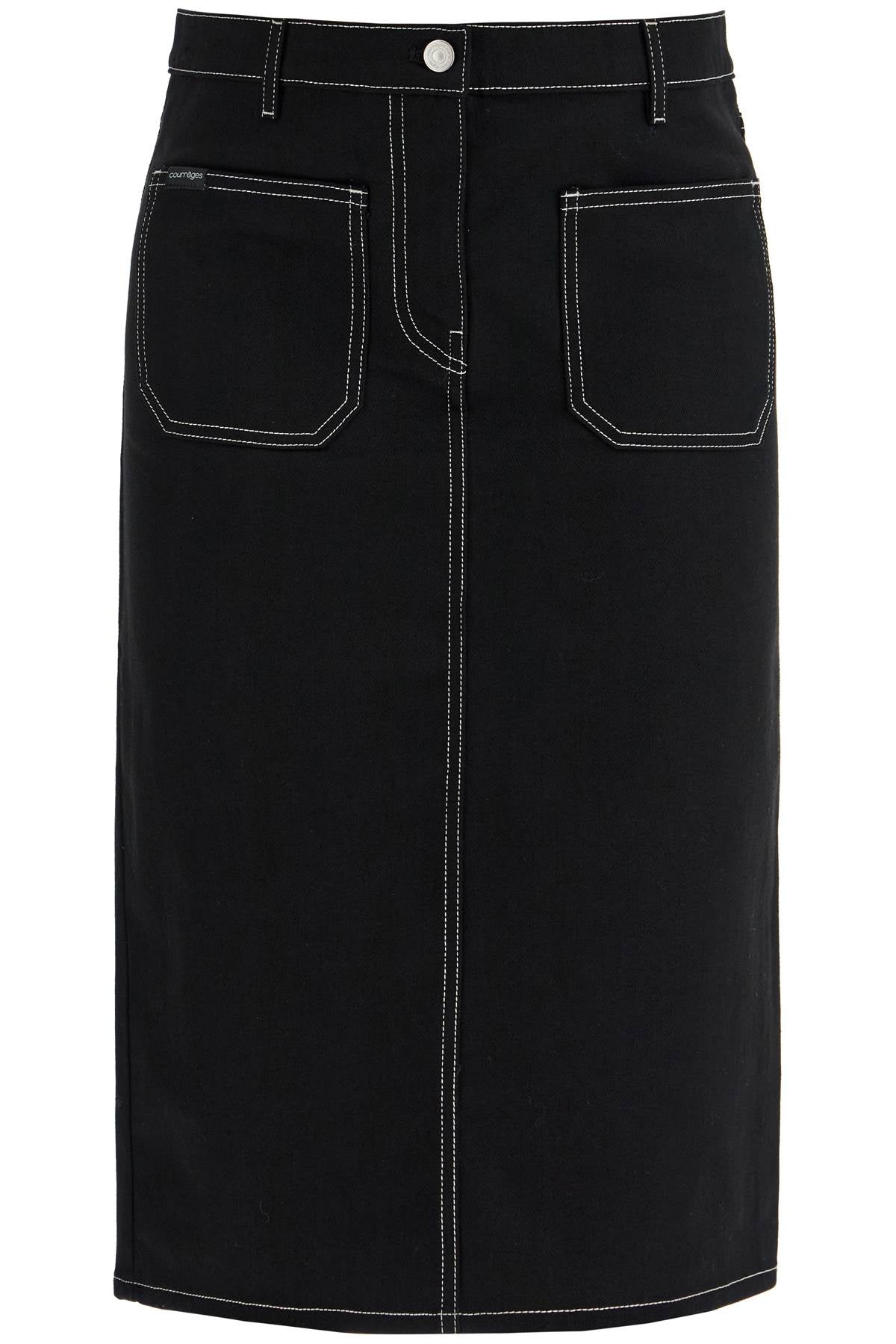 Courreges Denim Midi Skirt In Seven