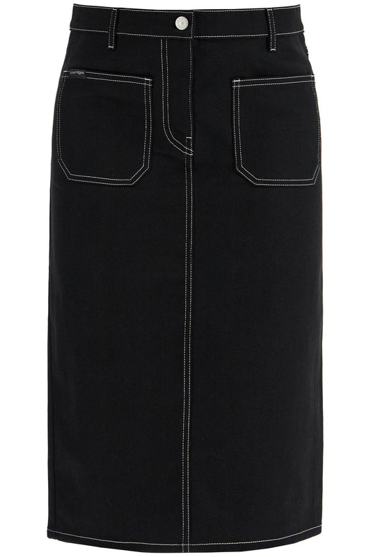 Courreges Denim Midi Skirt In Seven