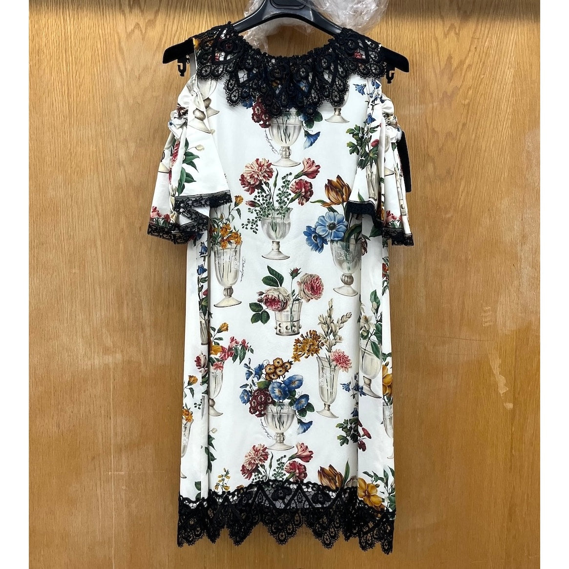 NWT Dolce & Gabbana White Mini Dress Vase Floral IT 40