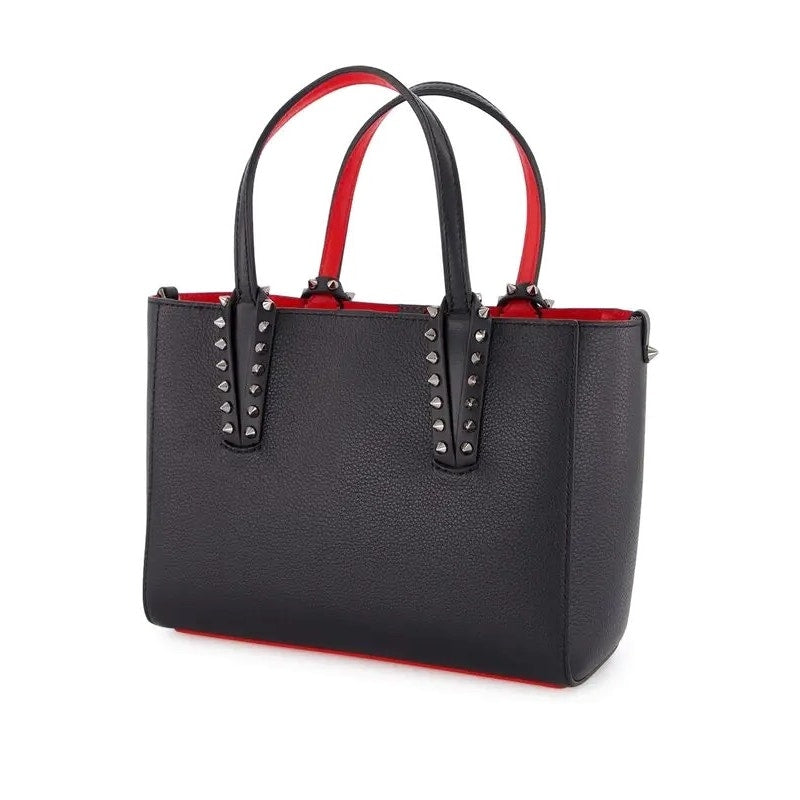 Christian Louboutin Cabata Mini Calf leather spikes Tote Bag Black Red