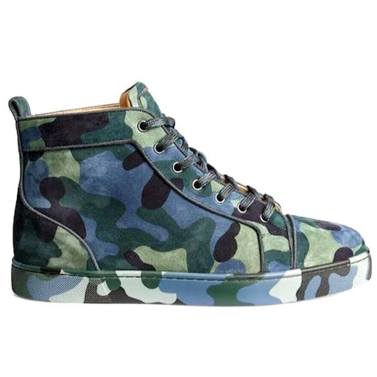 Christian Louboutin Louis Orlato Camouflage Suede Sneaker Blue Green