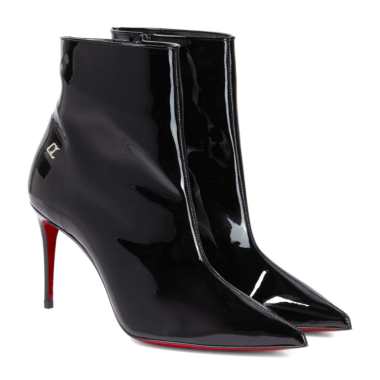 Christian Louboutin Sporty Kate Patent Leather Pointed Toe Boots Black