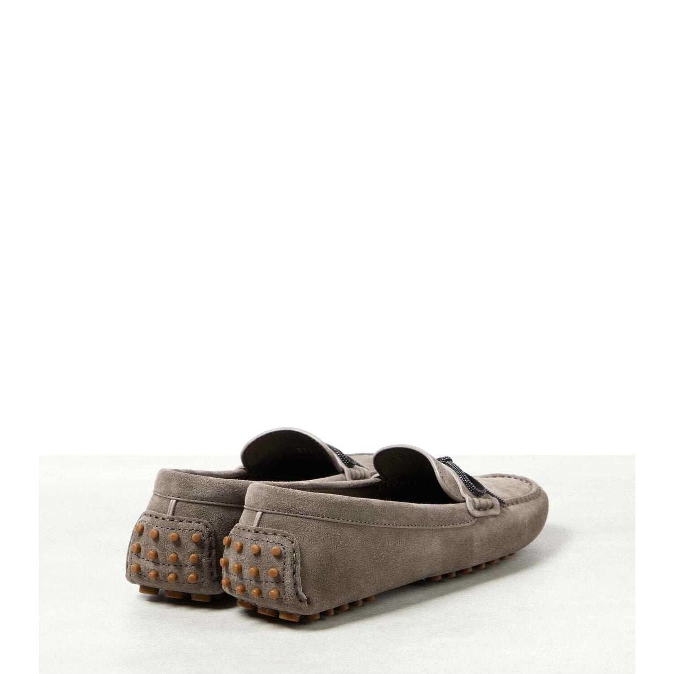 Brunello Cucinelli Monili embellished Suede Moccasins Loafers