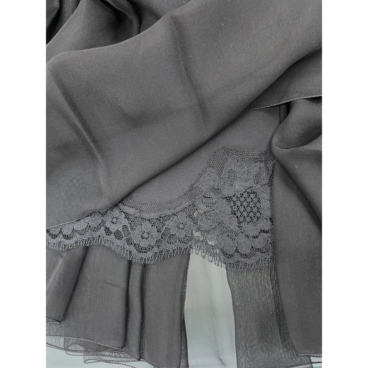 DOLCE & GABBANA Black Gathered silk-blend chiffon Mini Dress 40 S