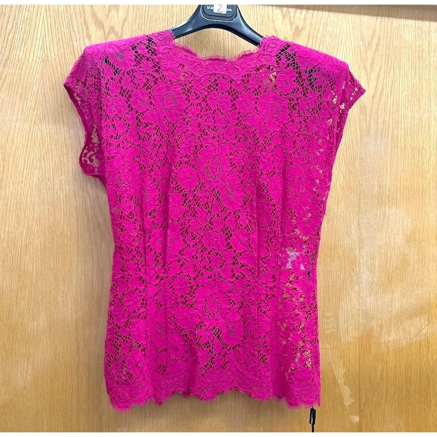 NWT Dolce & Gabbana Pink Lace Sleeveless Tank Top Blouse IT 40 S