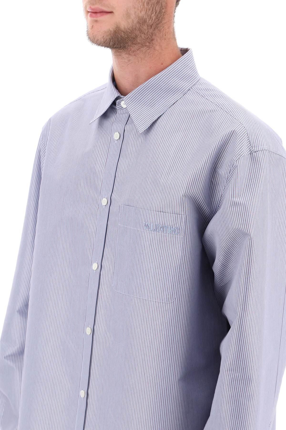 Valentino Garavani Technical Cotton Shirt With Striped Motif