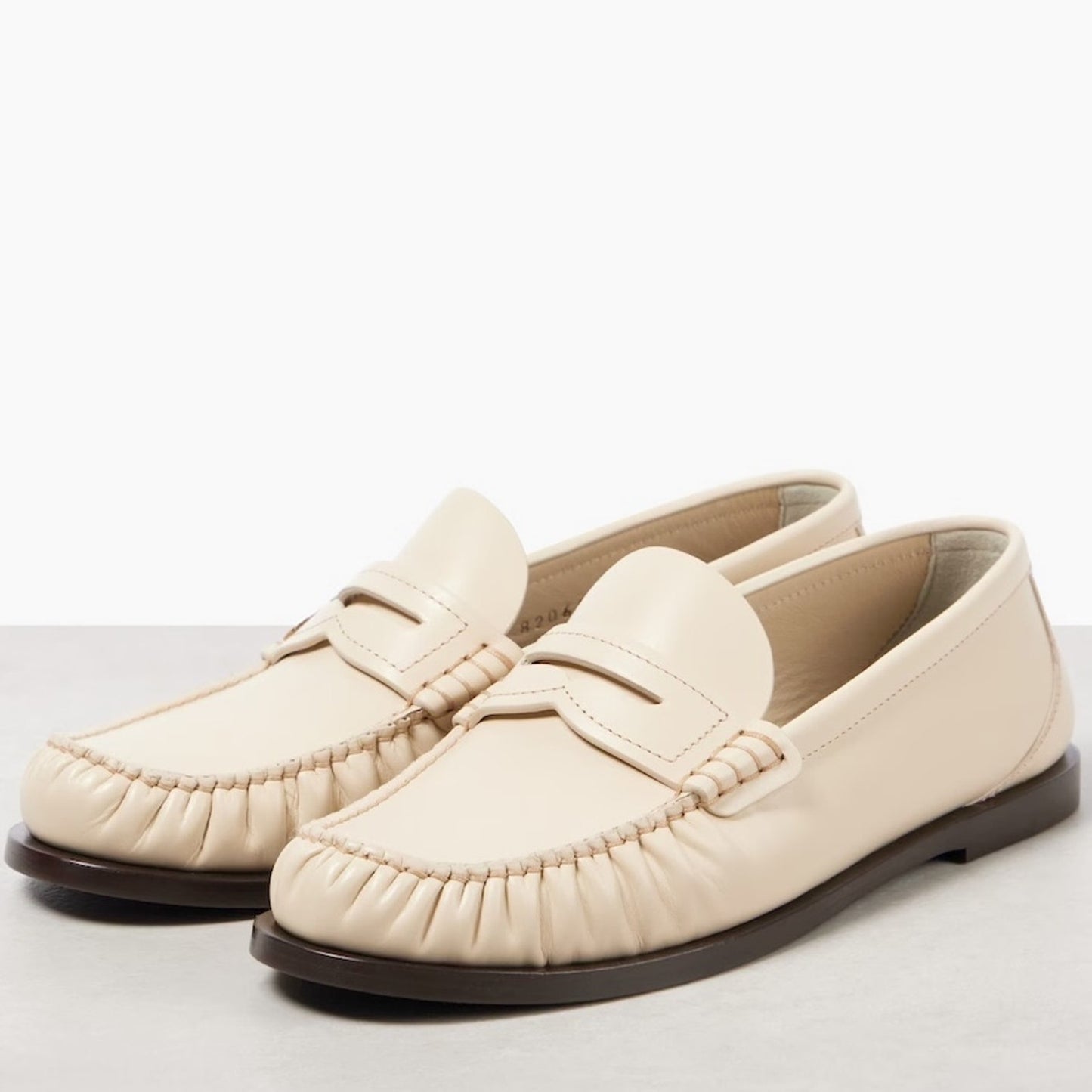 NIB Saint Laurent YSL Logo Plaque Leather Penny Loafers White