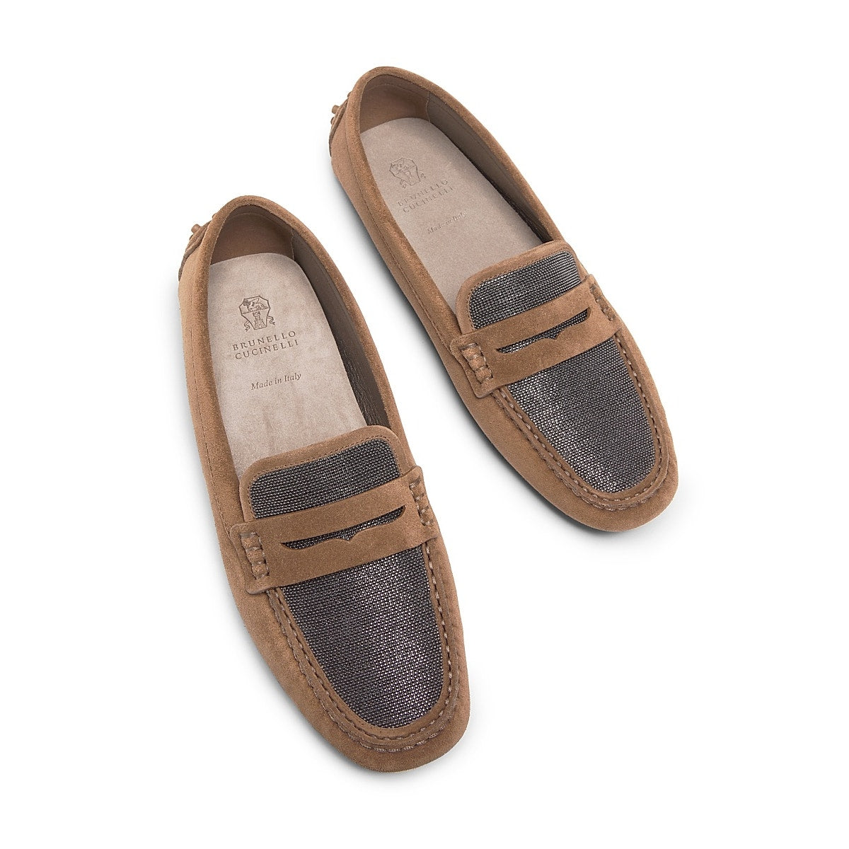 Brunello Cucinelli Monili Suede Moccasins Penny Loafers driving shoes