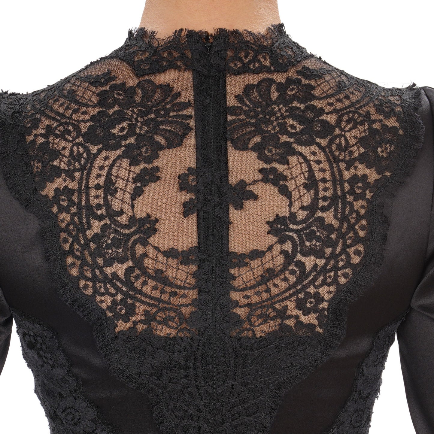 NWT Dolce & Gabbana Chantilly Lace Silk Satin Midi Dress Black IT 40 US S