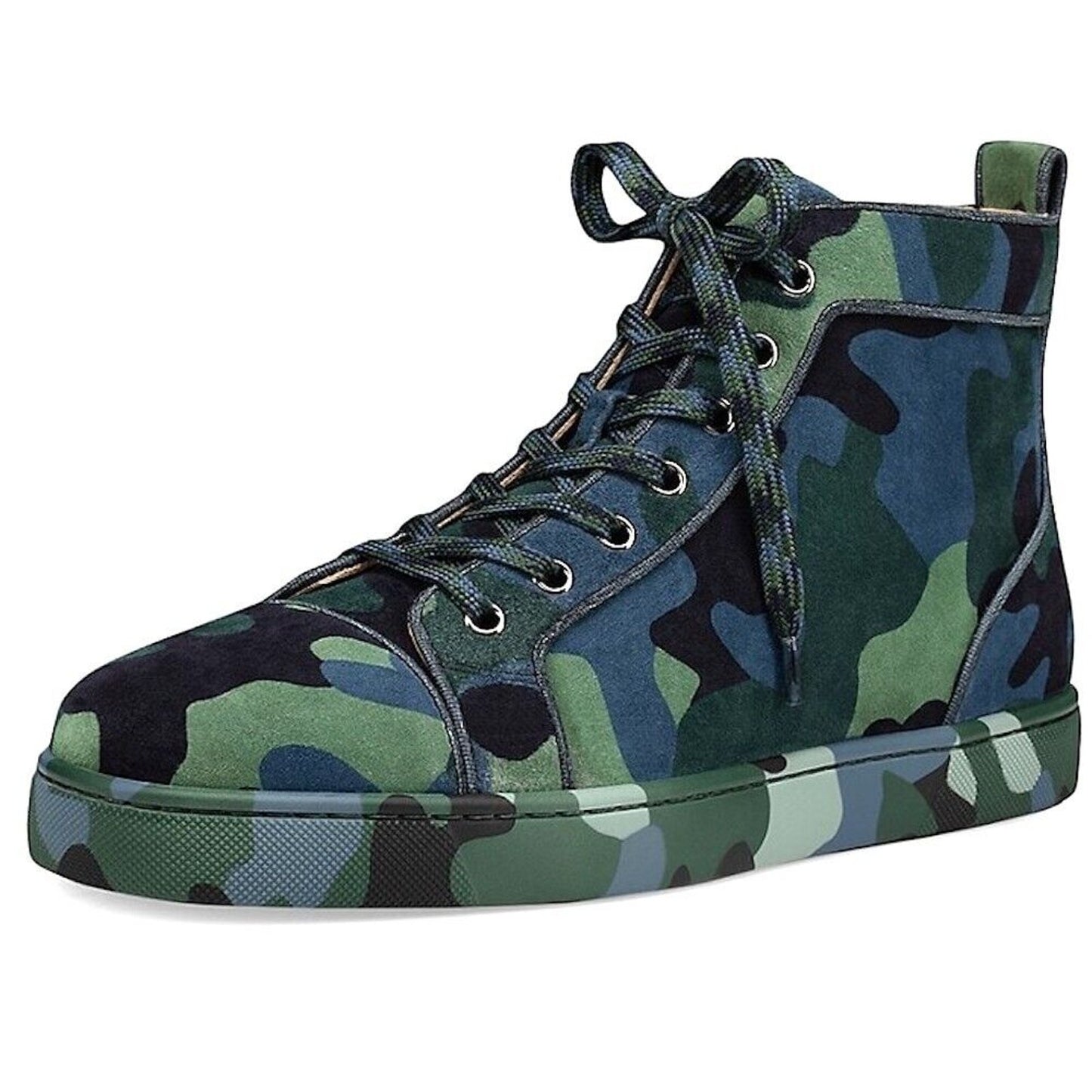Christian Louboutin Louis Orlato Camouflage Suede Sneaker Blue Green