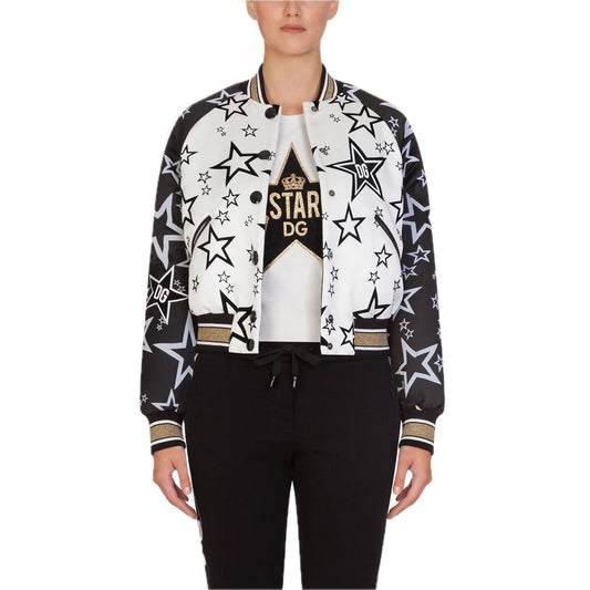 NWT Dolce & Gabbana Black White Stars Print reversible Bomber Jacket IT 42 US M