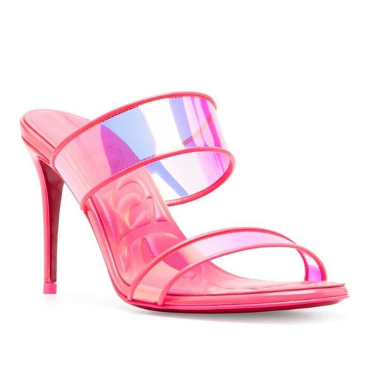 Christian Louboutin Just Loubi 85 Mules Leather PVC Neon Pink