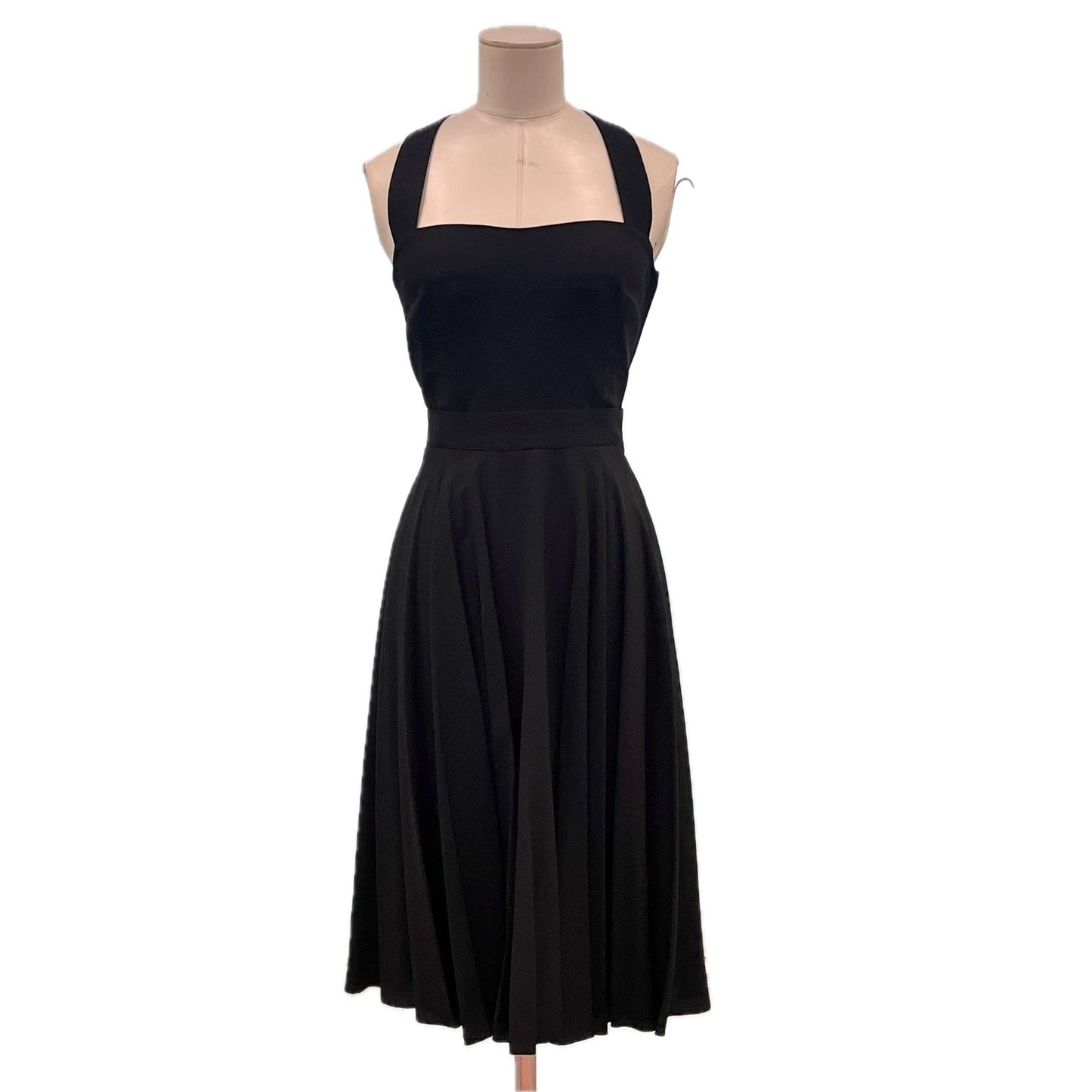 NWT Dolce & Gabbana Black Crossover-Back Crepe-Jersey Midi Dress 38 XS