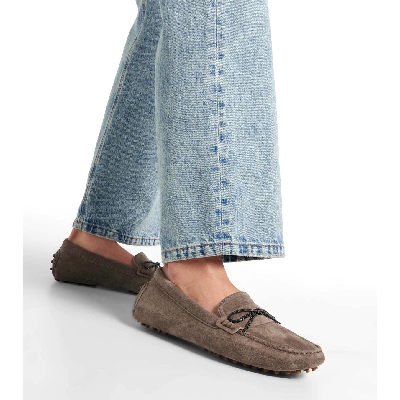 Brunello Cucinelli Monili embellished Suede Moccasins Loafers