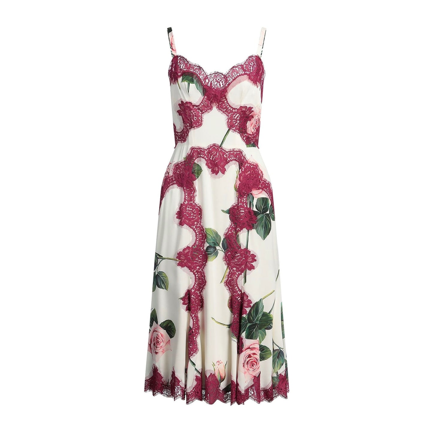 NWT DOLCE & GABBANA Floral Lace Midi White pink dress 42 M