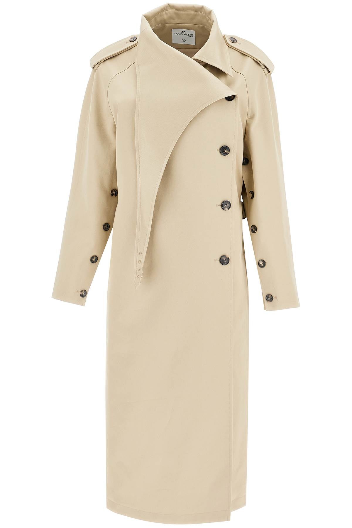 Courreges Long Trench Coat With Asymmetrical Closure