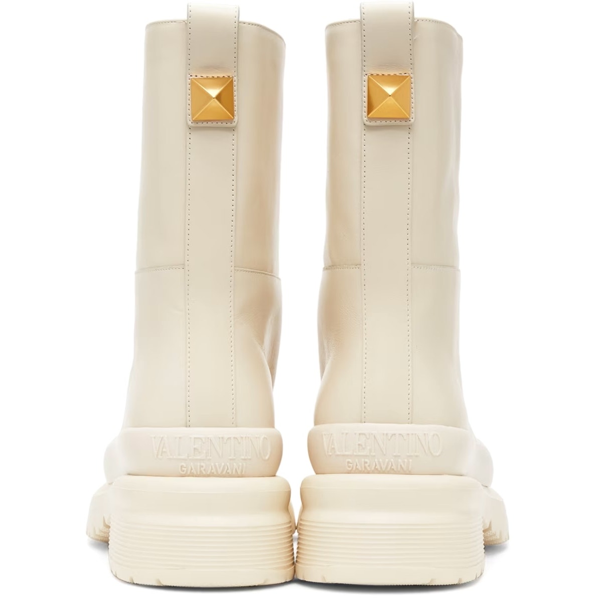 Valentino Garavani  Off-White Roman Stud Ankle Boots Ivory 37