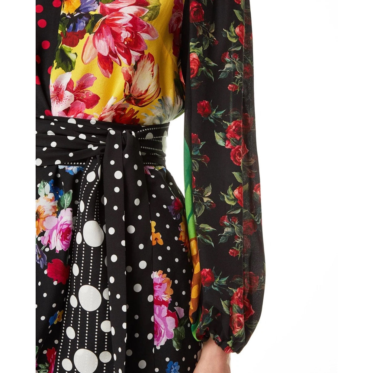 NWT DOLCE & GABBANA Printed Patchwork Blouse Belted Multicolor IT 38 XS