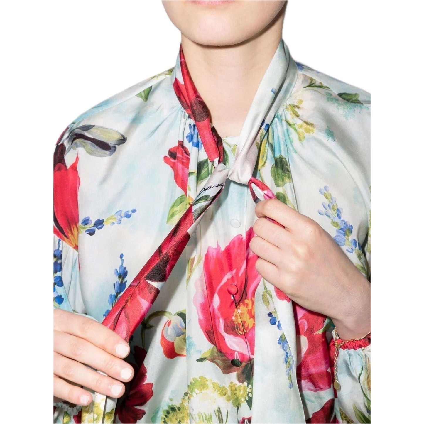 NWT  Dolce & Gabbana Floral Print Blouse Silk Shirt Multicolor IT 42 US M