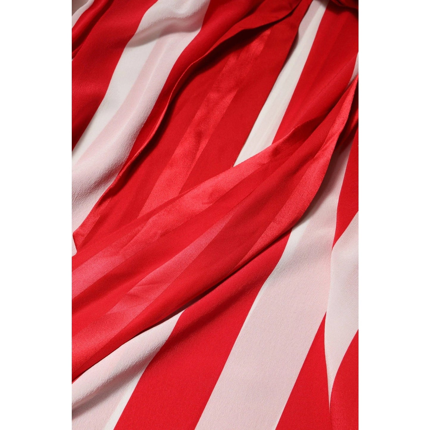 NWT Dolce & Gabbana Red White Striped Silk Crepe De Chine Blouse IT 40 S