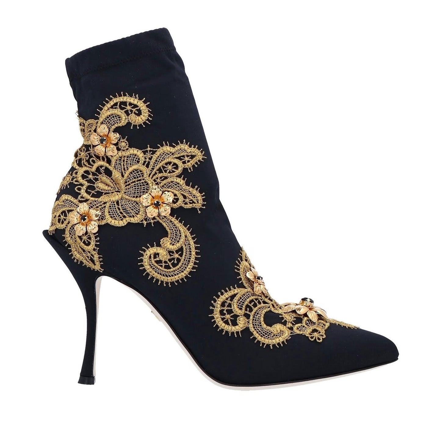 Dolce & Gabbana Lori 100 Baroque Embroidery Lace Stretch Sock Boots