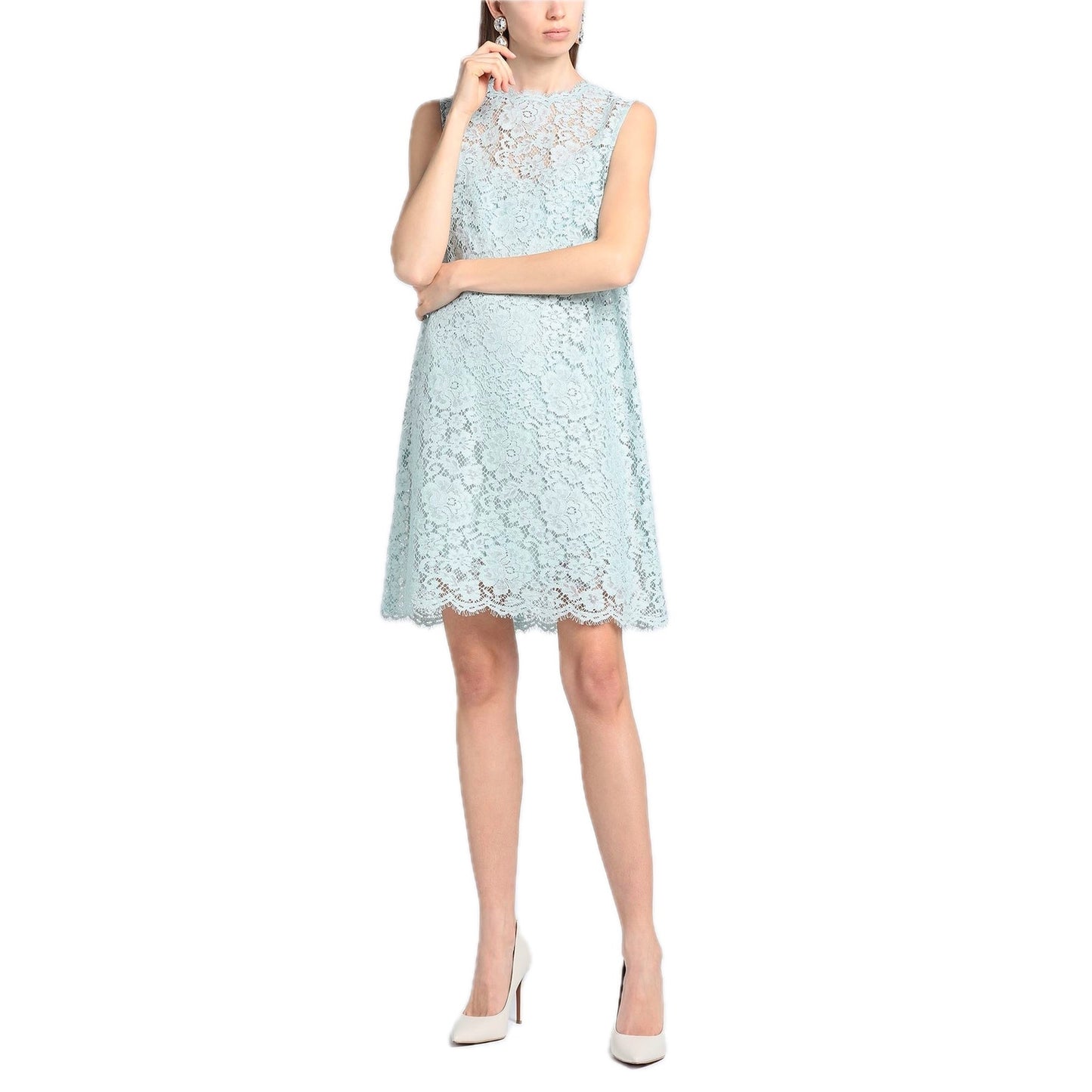 NWT DOLCE & GABBANA Mint Corded Lace Sleeveless Mini Dress 40 S