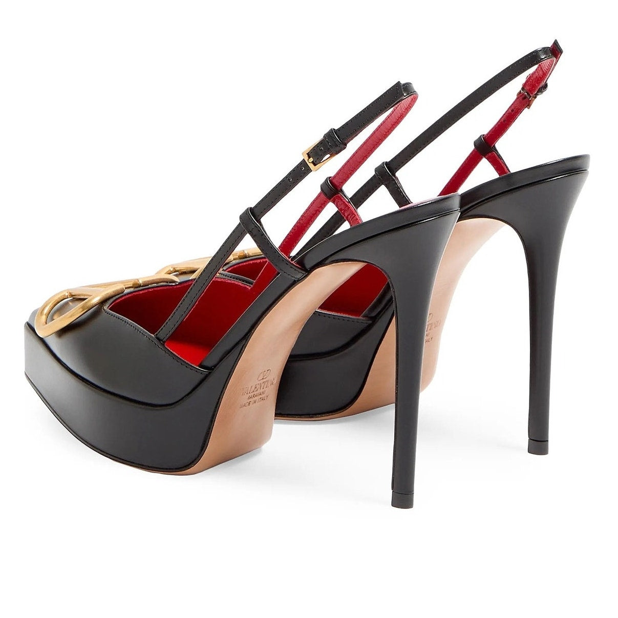 Valentino Garavani Black 120 mm VLogo Slingback Platform Pumps