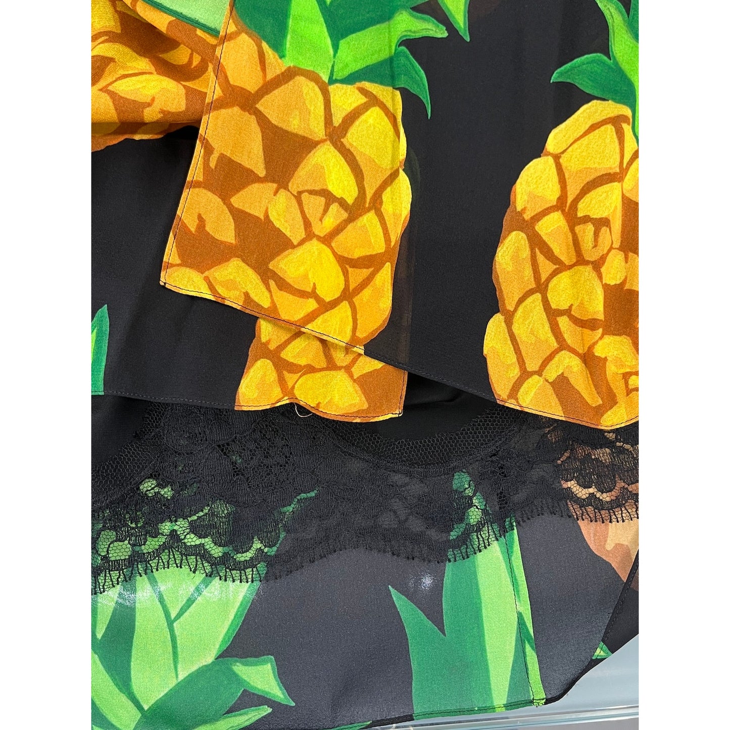 Dolce & Gabbana Runway Pineapple Wrap Silk Mini Dress Multicolor IT 40 S