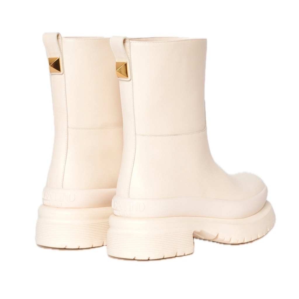 Valentino Garavani  Off-White Roman Stud Ankle Boots Ivory 37