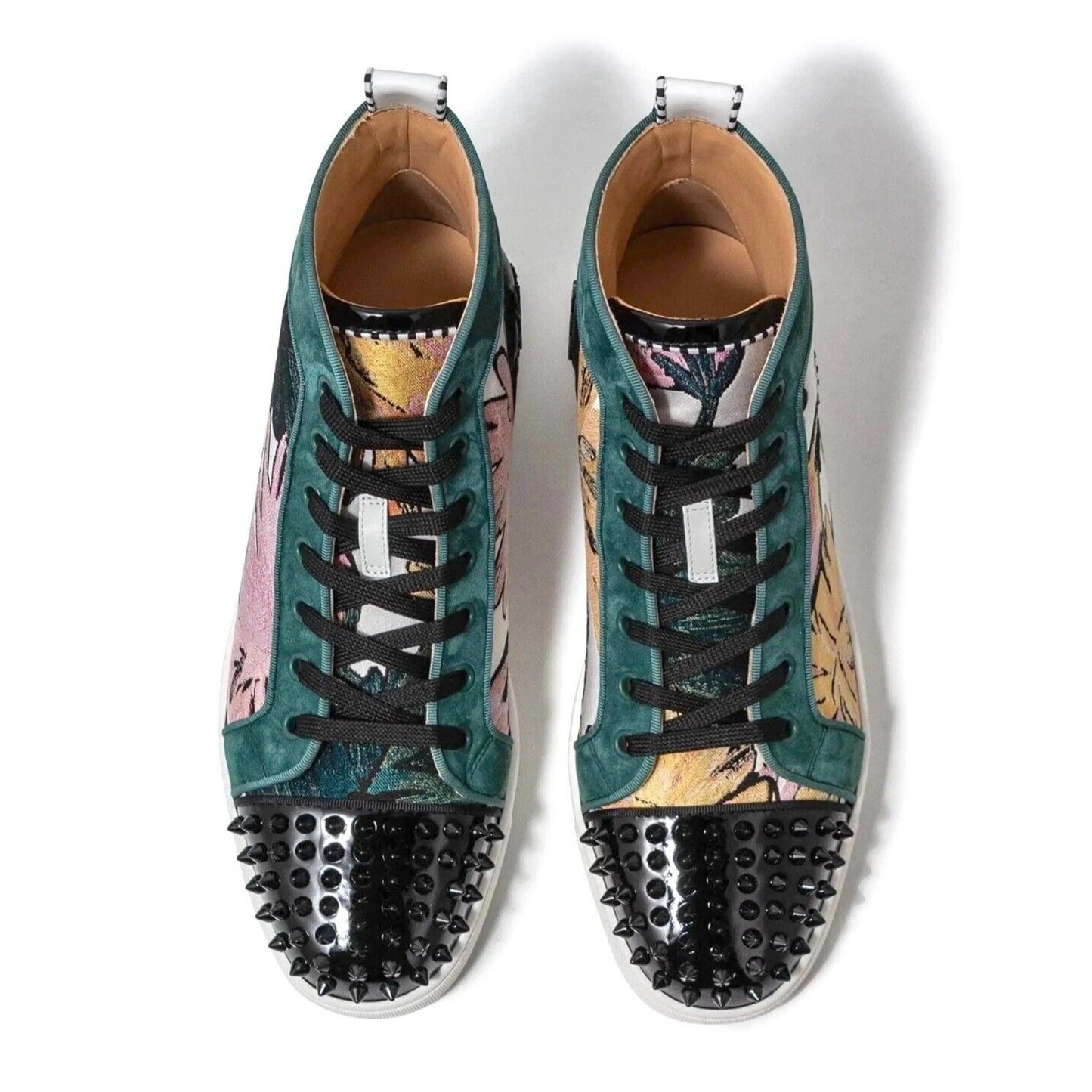 Christian Louboutin Lou Spikes Orlato Hanabi Floral Hi-Top Sneakers
