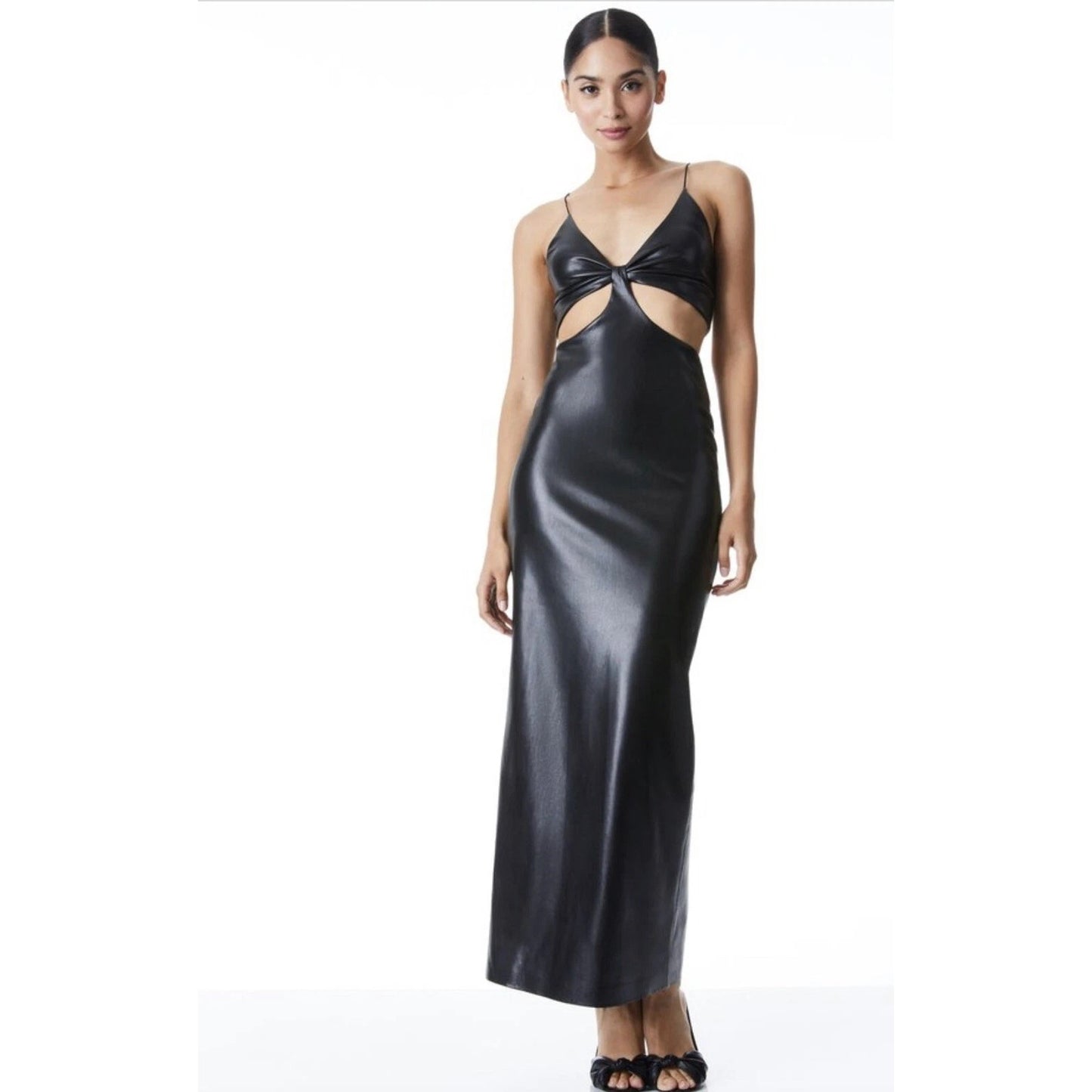 Alice + Olivia Havana Cutout Faux Leather Maxi Dress Black