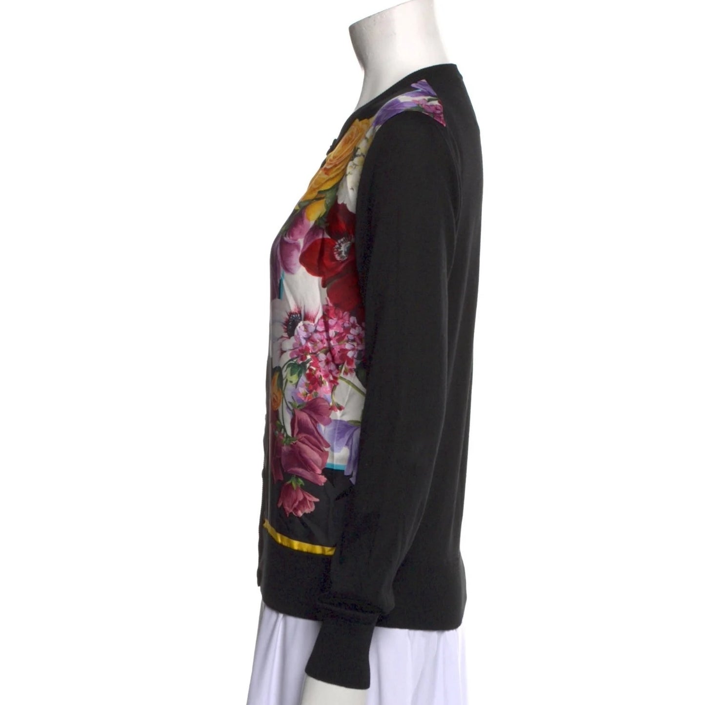 NWT Dolce & Gabbana Black Floral Print Button Cardigan Sweater top  IT 38 XS