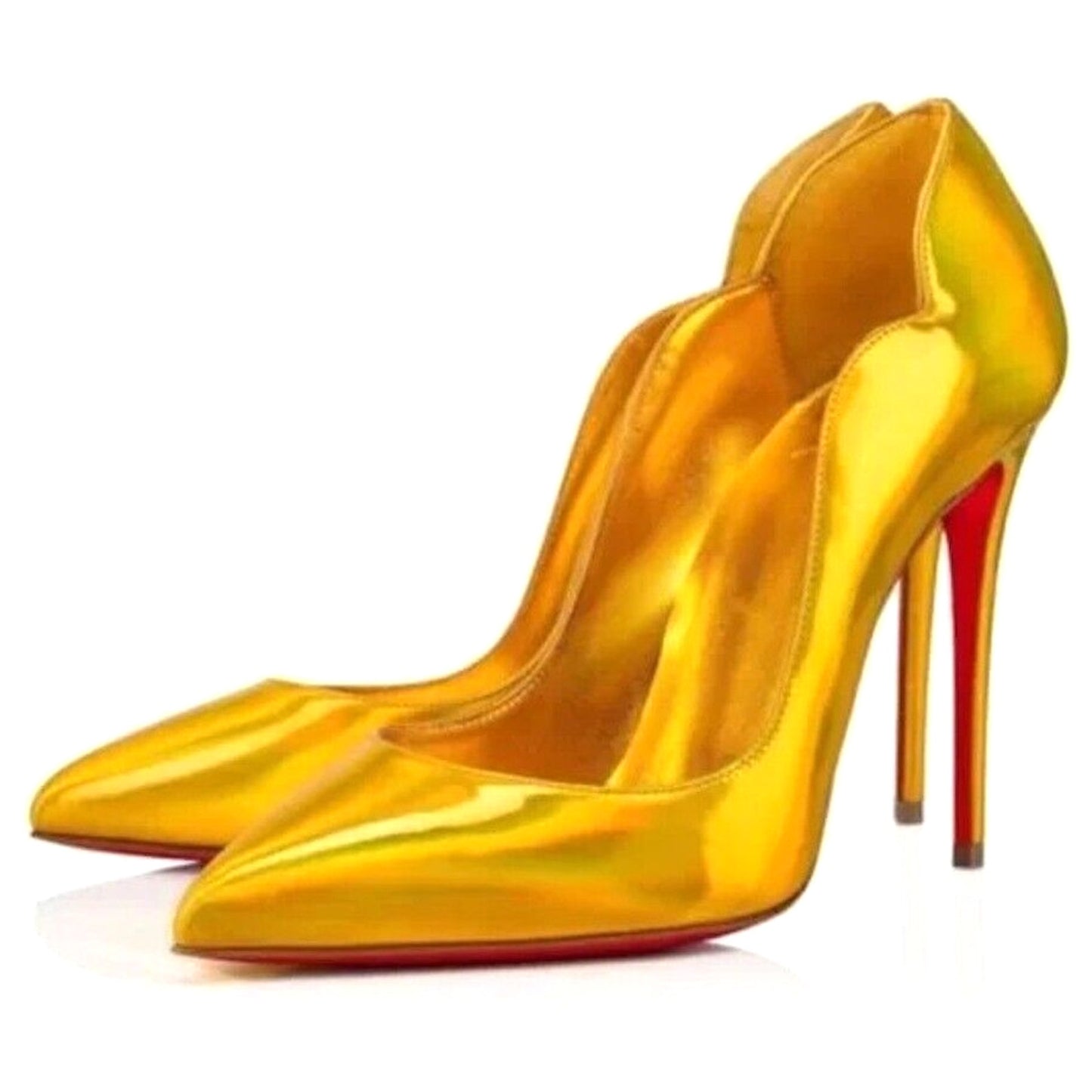 Christian Louboutin Hot Chick 100 patent Leather psychic yellow Pumps 39.5