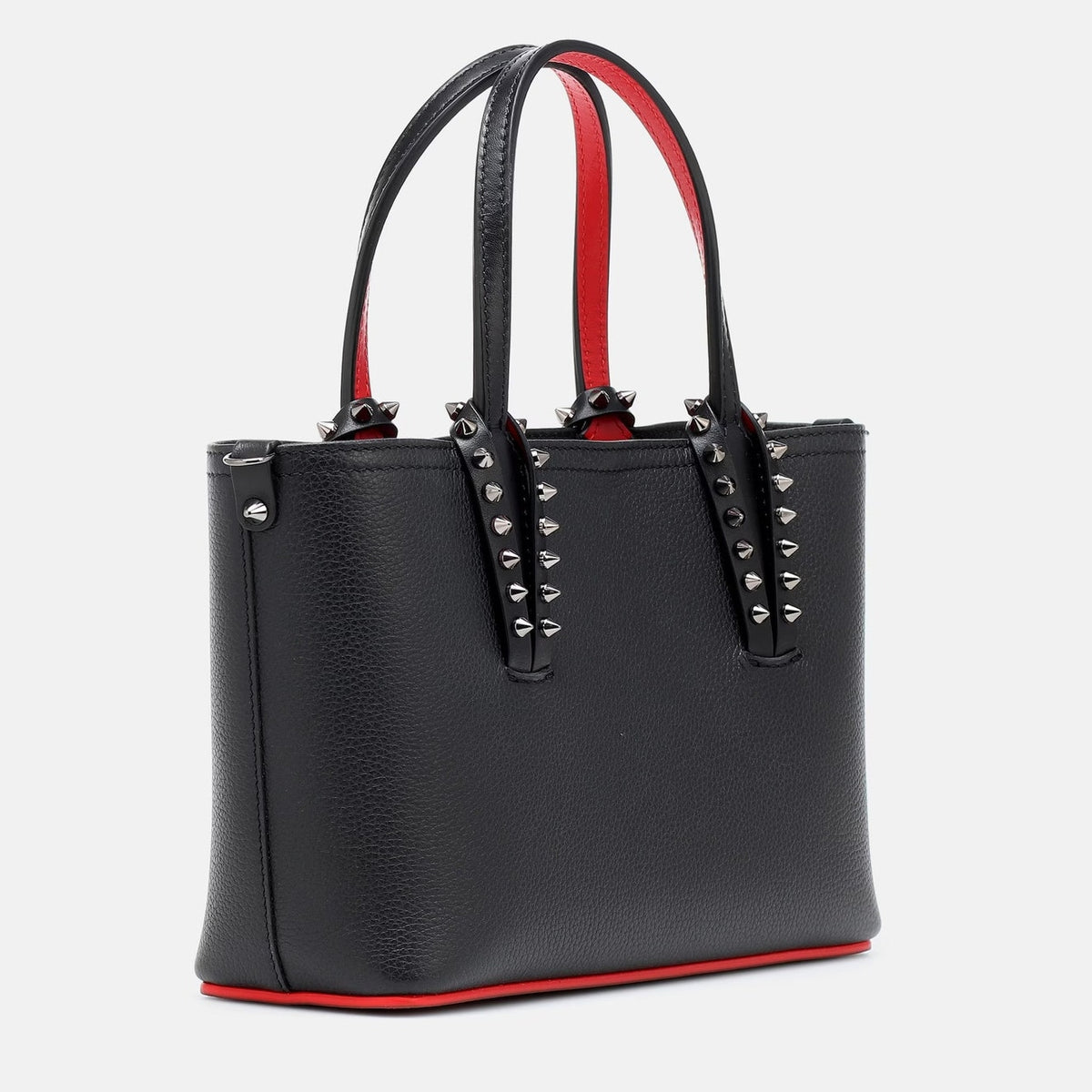 Christian Louboutin Cabata Mini Calf leather spikes Tote Bag Black Red